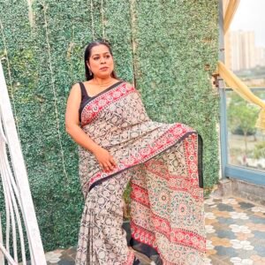 Handblock kota doira saree