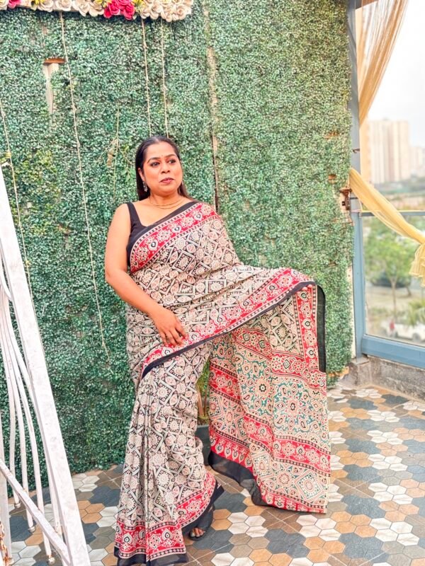 Handblock kota doira saree - Image 3