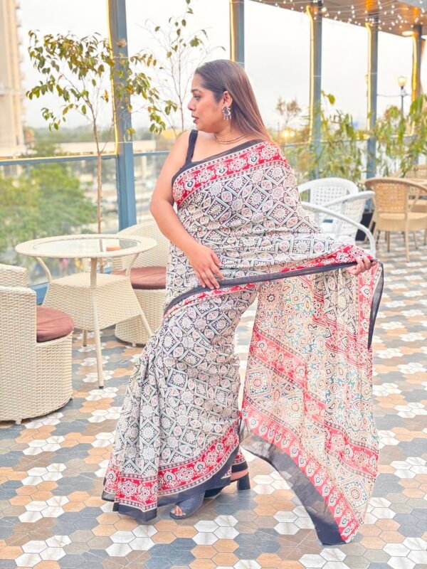 Handblock kota doira saree - Image 2