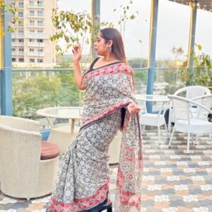 Handblock kota doira saree