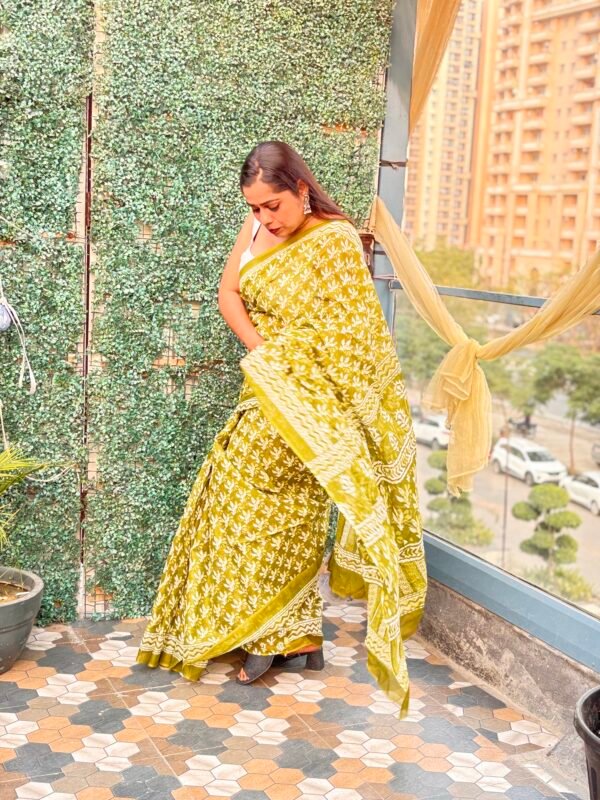 Hand block cotton saree - Image 2
