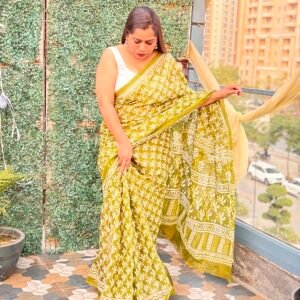 Hand block cotton saree