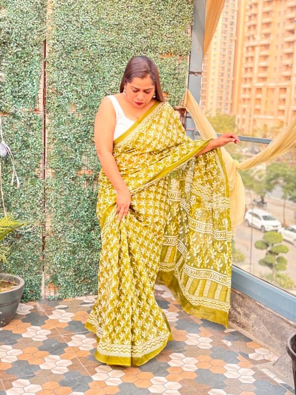 Hand block cotton saree