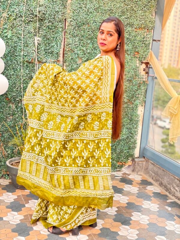 Hand block cotton saree - Image 4