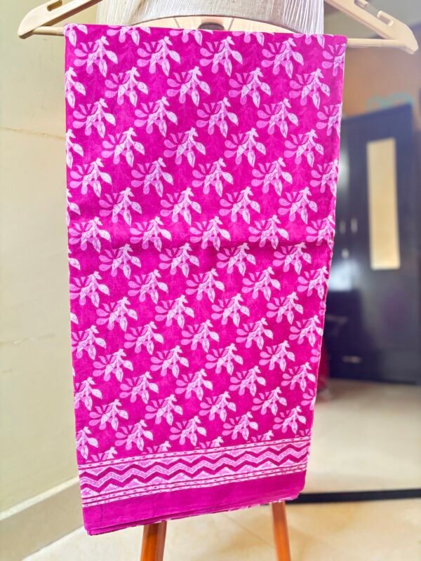 Hand block cotton saree - Image 4