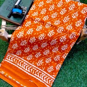 Hand block cotton saree