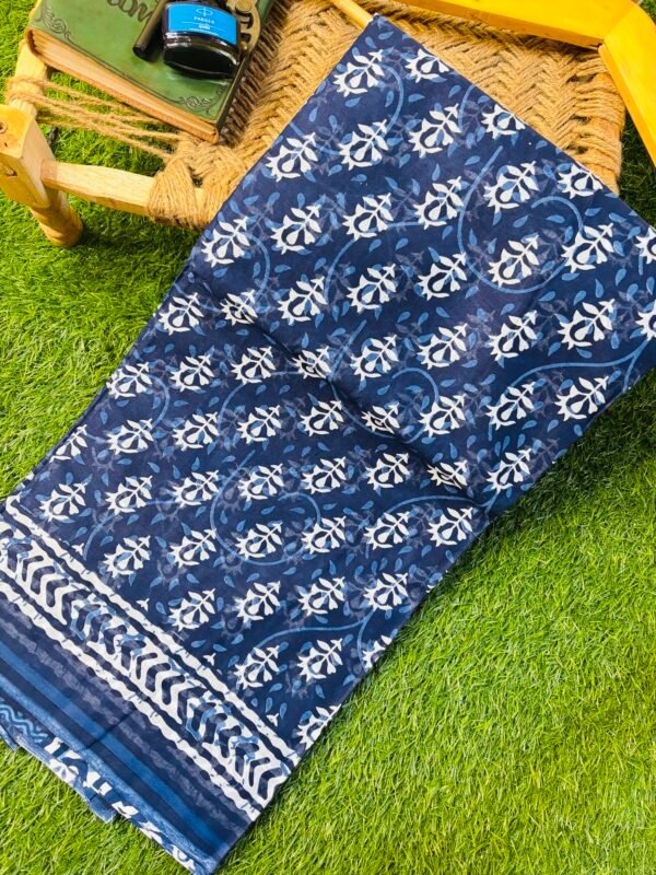 Hand block cotton saree