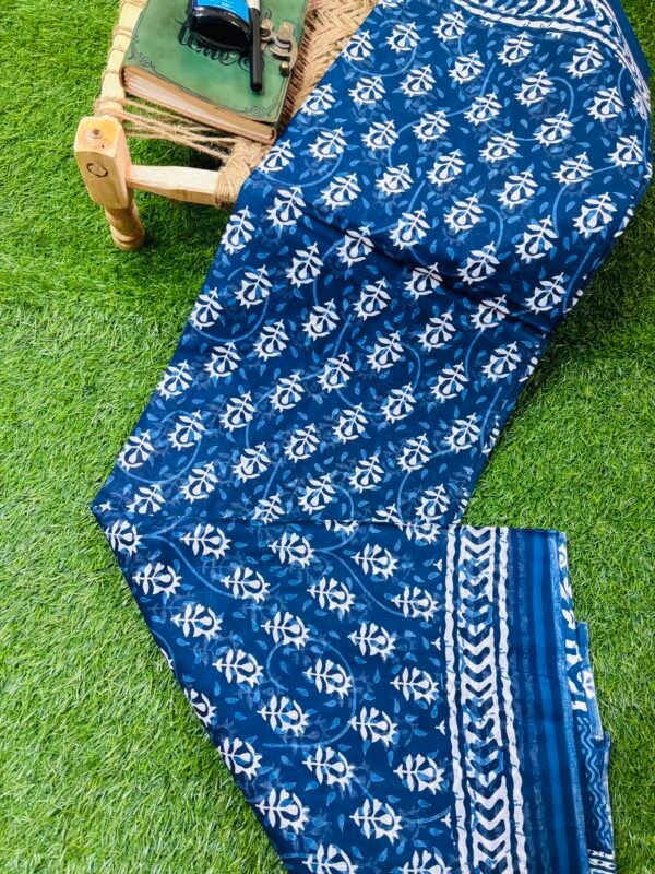 Hand block cotton saree - Image 2
