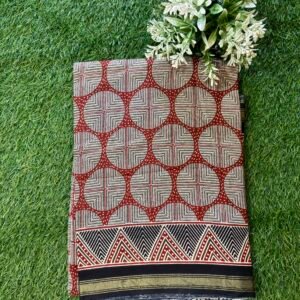 Chakra Rekha Jari Border Malmal Cotton