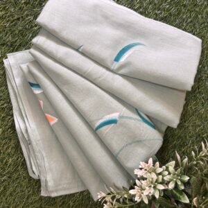 Malmal hand print saree