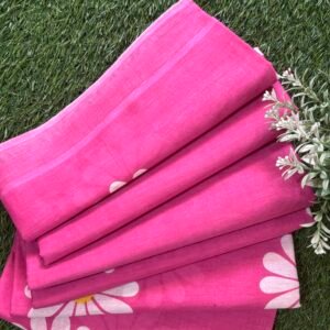 Malmal hand print saree