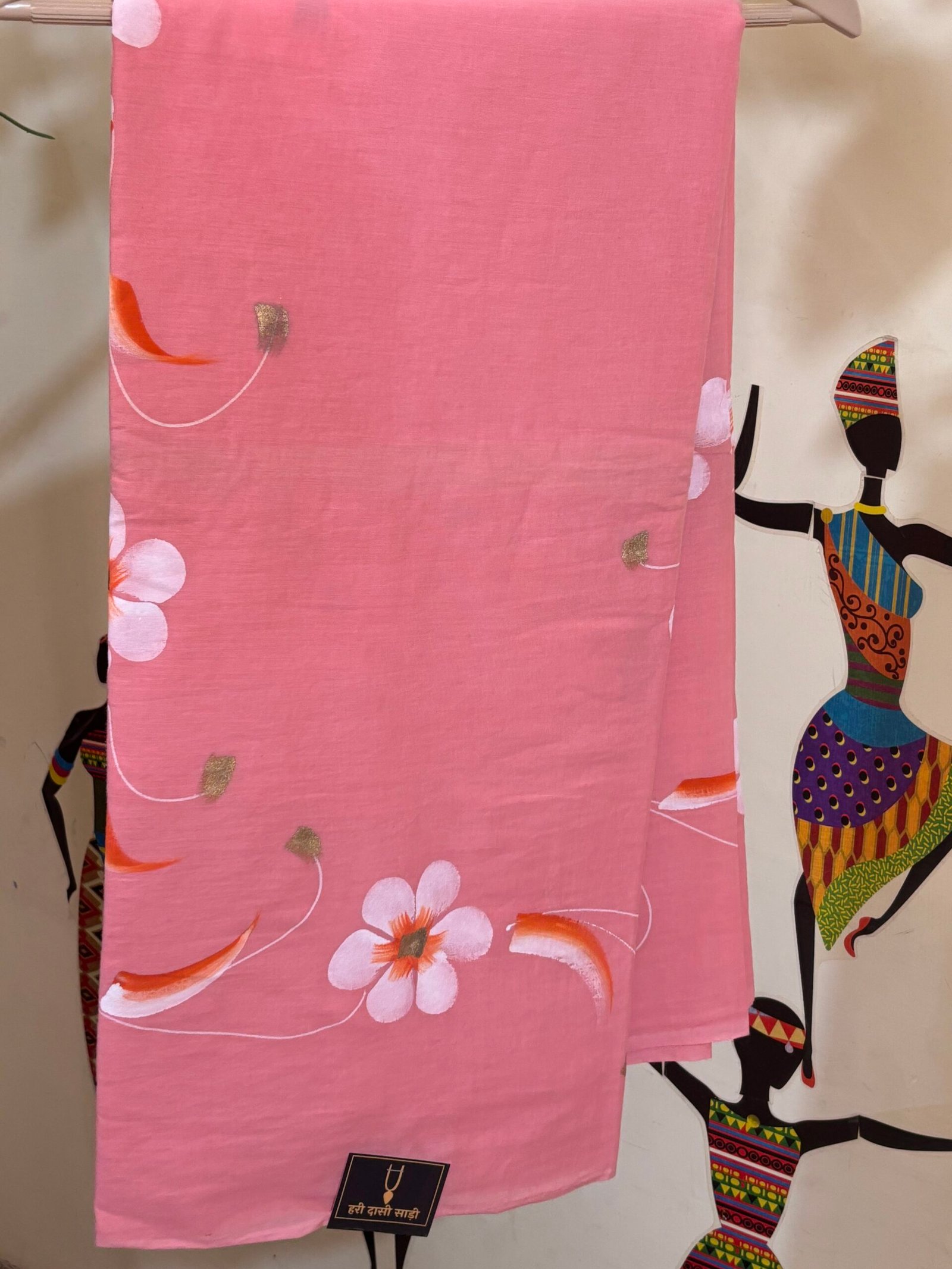 Malmal hand print saree - Image 5