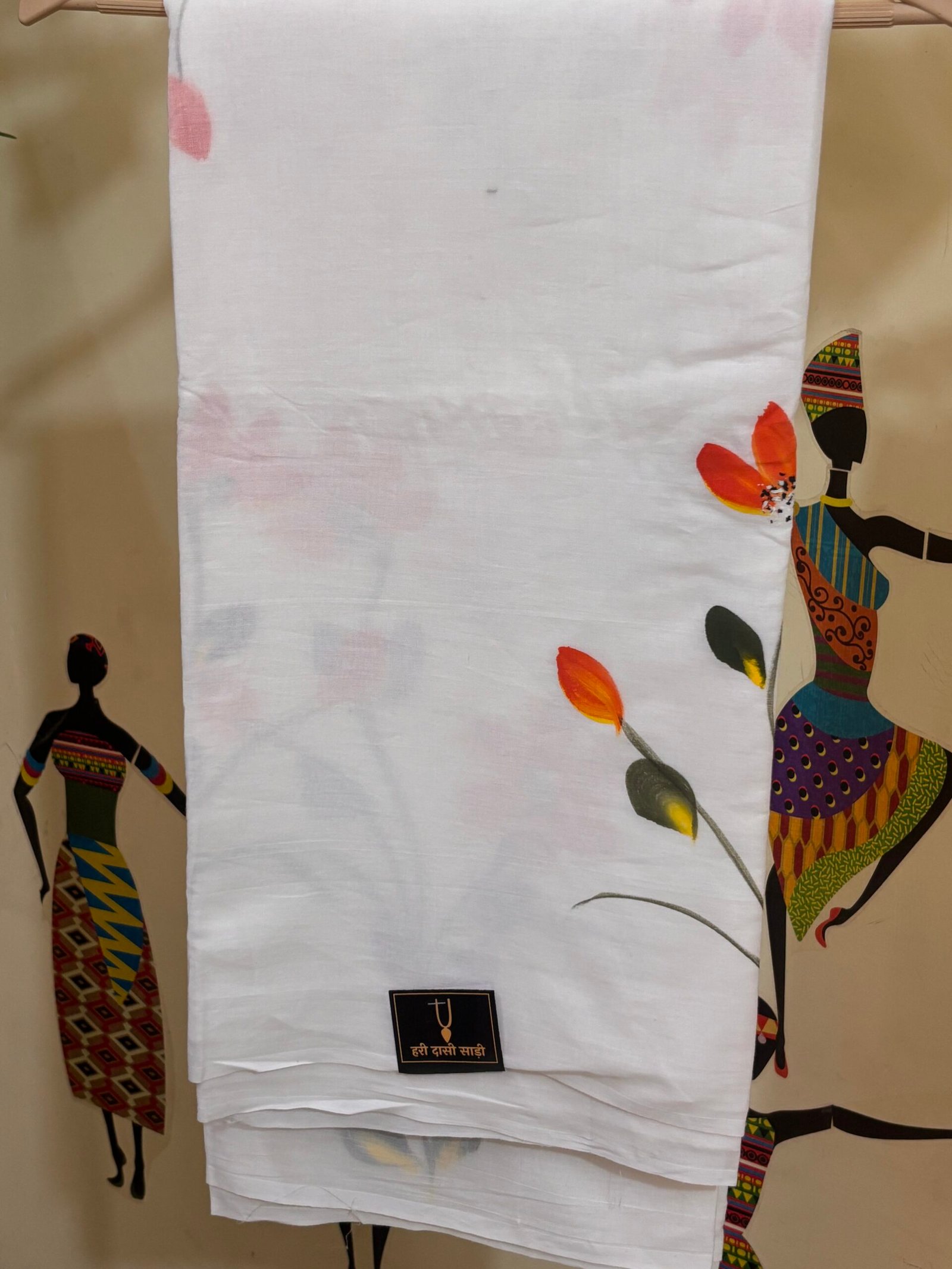 Malmal hand print saree - Image 4
