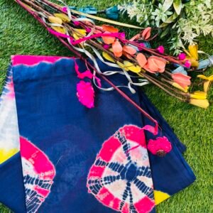 Multicolour Handprinted Malmal Cotton