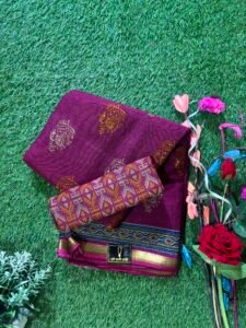 Wine Jari Border Musline Cotton