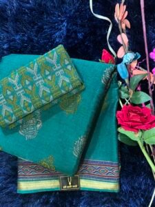 Hariyali Jari Border Musline Cotton