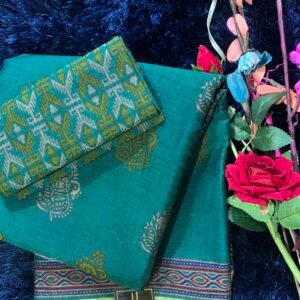 Hariyali Jari Border Musline Cotton