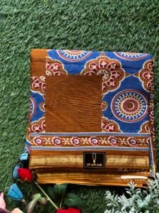 Jari Border Brown Malmal cotton
