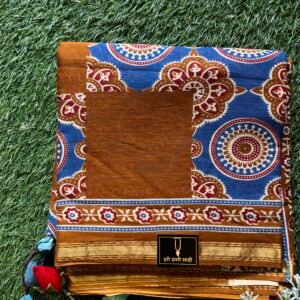 Jari Border Brown Malmal cotton