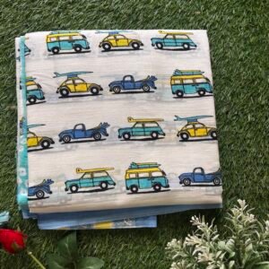 Malmal hand print saree