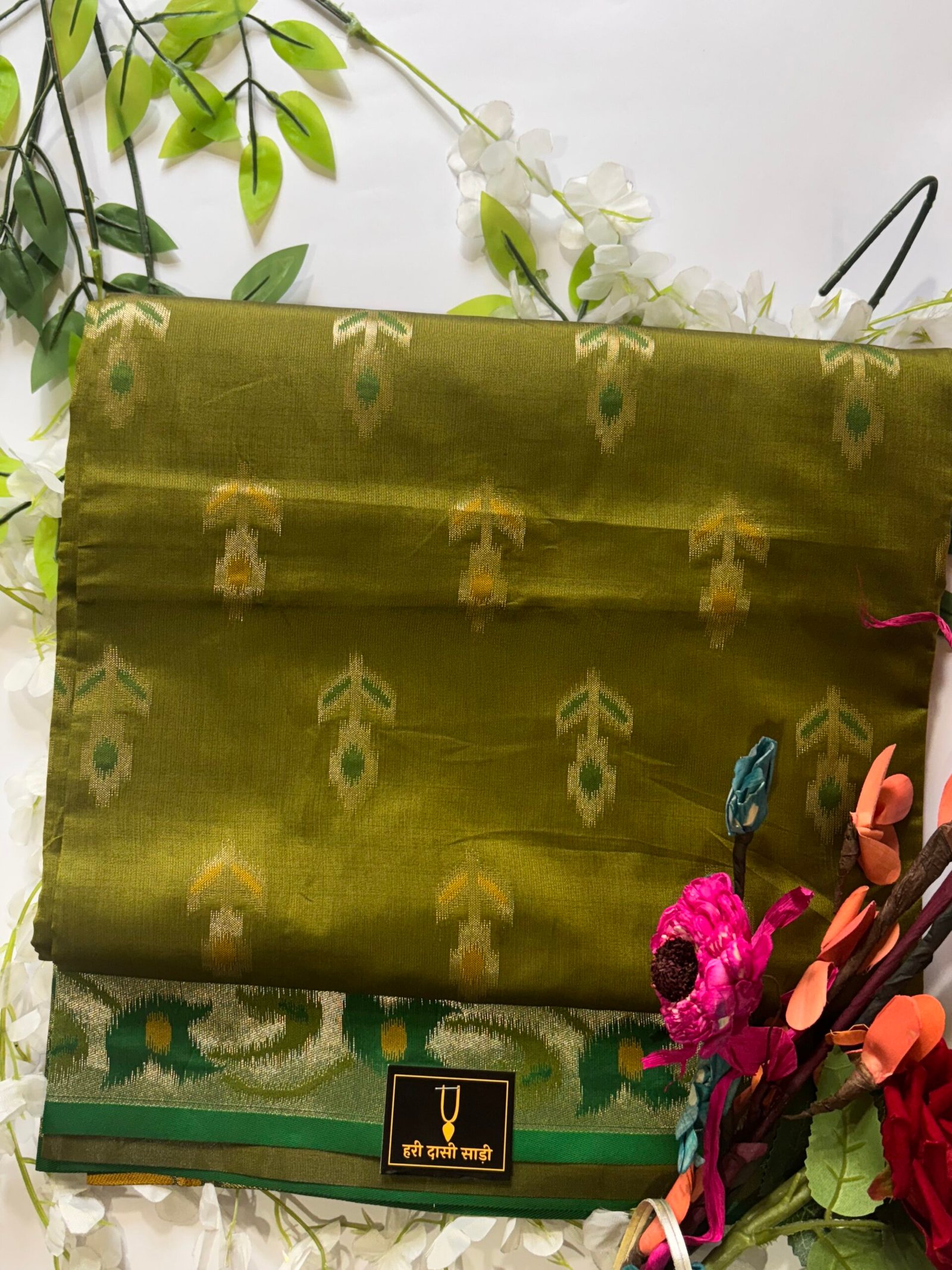 Olive Green Patola Silk - Image 5