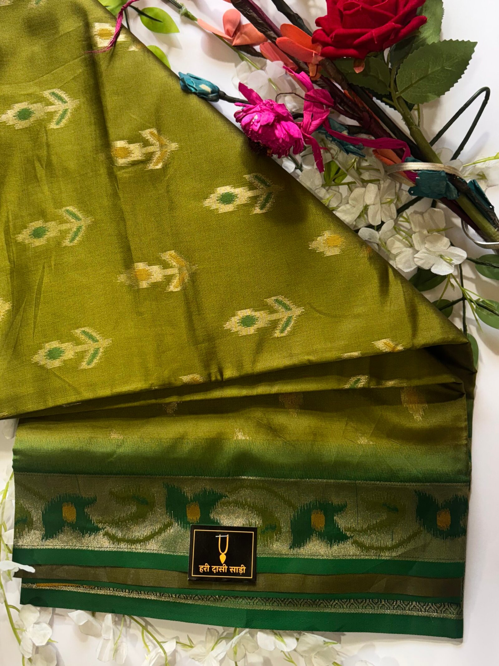 Olive Green Patola Silk